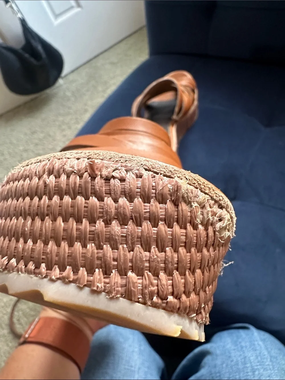 Donald J. Pliner Cognac Leather Strappy Wedge Sandals Sz 8 New